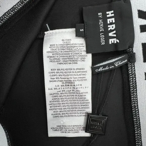 HERVE LEGER Logo Bike Shorts Womens Small Black White High Rise Stretch NWT - Picture 11 of 16
